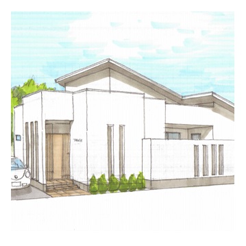 キッチンを中心に据えた平屋の家