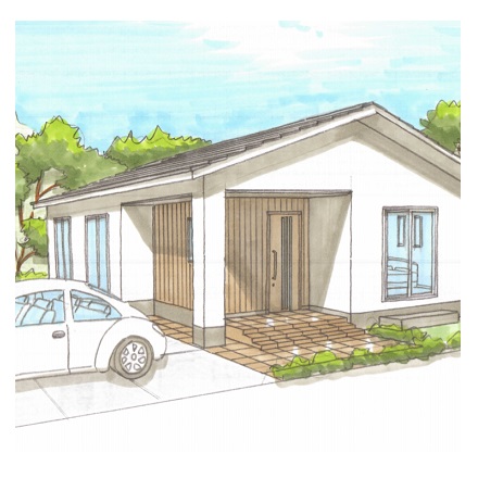 夫婦2人で暮らす平屋の家